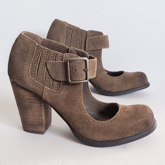 MIA Shoes - New 5.5 MIA Coyote Shoes heel Ankle Strap Booties Cowgirl Suede Taupe